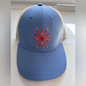 Blue and Beige Cotopaxi Uni-sex trucker cap hat